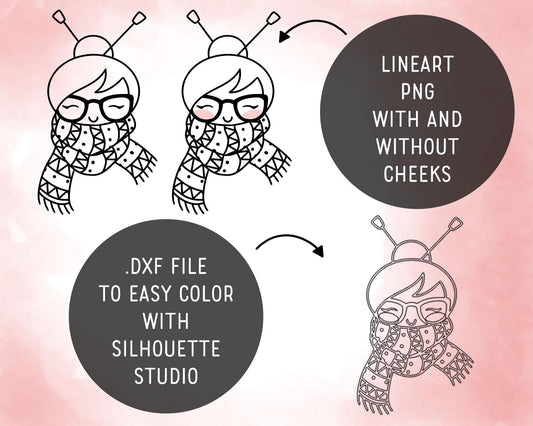 Knit - Elena Planner Girl Stamp Clip Art Set - EPS, SVG & DXF