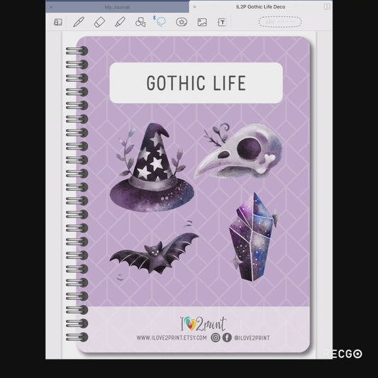 Gothic Life Decorative Stickers - Pre-Cropped GoodNotes Digital Sticker Book