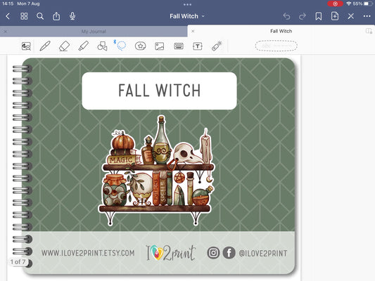 Fall Witch Decorative Stickers - Pre-Cropped GoodNotes Digital Sticker Book